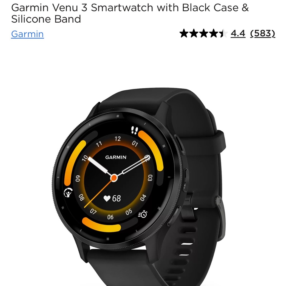 Garmin Venu 3 Smartwatch-with screen protectors. Warranty til September 25!